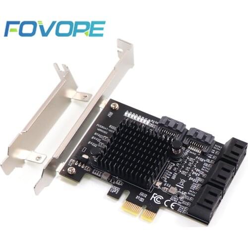 PCI e x1 to 8 Port SATA 3 III 3.0 Adapter SATA3 PCIe PCI-e Converter Controller Expansion Card Marvell 88SE9215 For Chia Mining