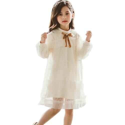 Dresses For Girls Spring Autumn Girl Party Dress Dot Pattern Children Mesh Dress Cute Style Girls Clothes