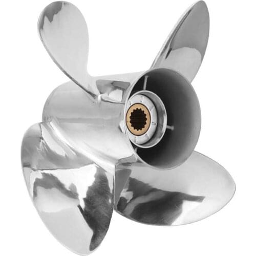 Outboard Propeller 4 Blades Outboard Propeller Stainless Steel 13 x 19 RH Pitch Fit for YAMAHA 50‑130HP Engine