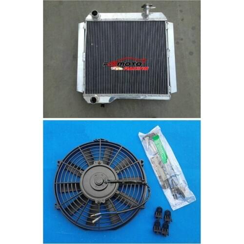 Aluminum Radiator + FAN For TOYOTA LAND CRUISER BJ42 BJ43 BJ44 BJ45 BJ46 3B 3.4L DIESEL MT Manual