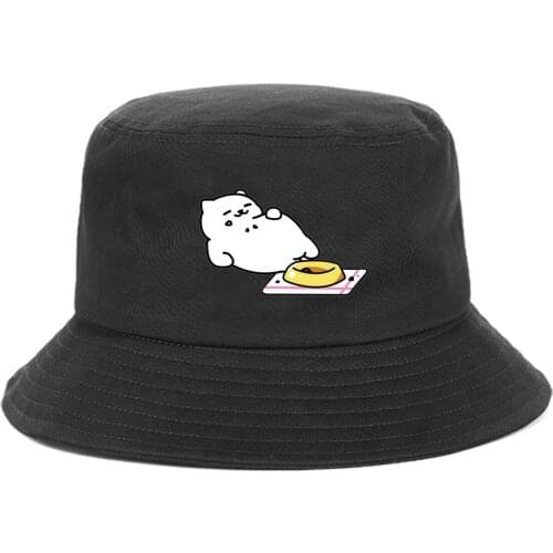 Anime Neko Atsume Cartoon Bucket Hat teenager Outdoor Summer Hip Hop Cap unisex Streetwear Chapeau Caps Fisherman Caps
