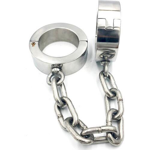 4cm High Super Heavy Stainless Steel Leg Irons Ankle Cuffs Metal Shackles Sex Toys For Couples BDSM Torture Bondage Restraints