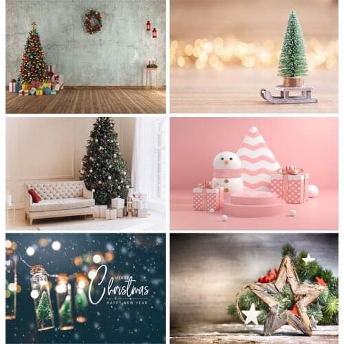 SHENGYONGBAO Christmas Backdrop Wood Board Light Winter Snow Gift Star Vinyl Photography Background For Photo Studio 20825SD-01