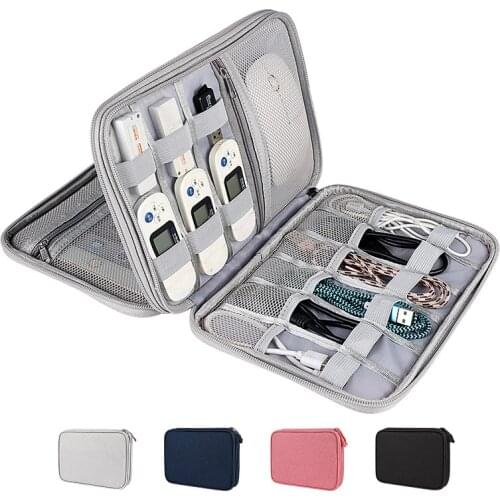 Portable Power Bank Bag USB Charger Gadgets Cables Wires Organizer Pouch Travel Electronic Accessories Protection Storage Case