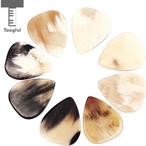 Tooyful Durable 8Pcs Handcrafted Horn Bass Guitar Picks Multi Smooth Acoustic Electric Plectrums Accessories Musical Instrument