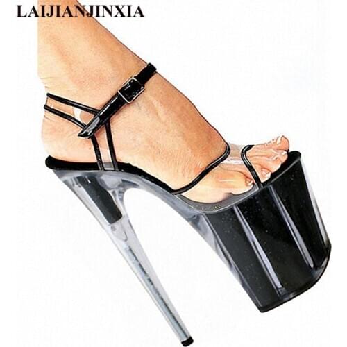 LAIJIANJINXIA New Womens Shoes Platform PVC Sandals Pole Dancing Shoes 8 Inch High Heels Shoes Nightclub Fashion Shoes E-092