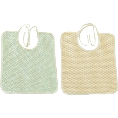 Comfortable Reusable Soft Cotton Adult Bib Apron Waterproof Mealtime Protector for Eating Adjustable Closure