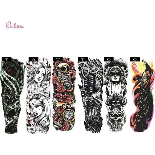6pcs 3d Arm Temporary Tattoo Stickers Cool Stuff Waterproof Translated Tattoos Skeleton Armor 3d Tattoo For Man and Woman