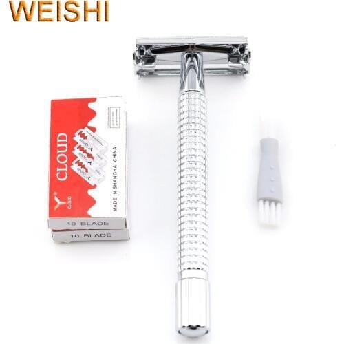WEISHI Classic Safety Razor Long handle 9306-FL Butterfly Shaving razor Chromium surface Top quality 1PCS/LOT