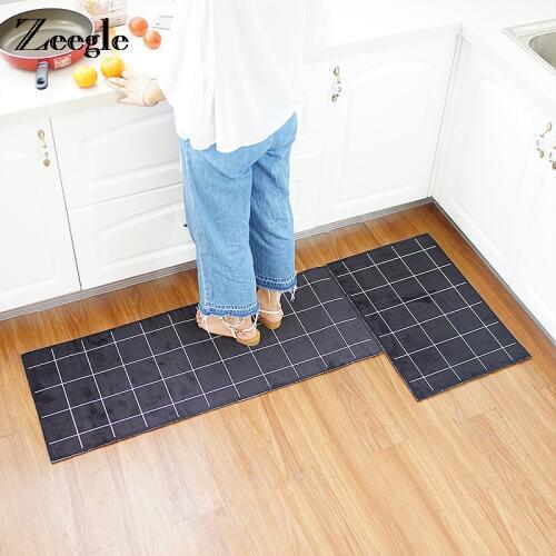Zeegle Modern Kitchen Rug White Black Gemetric Rectangle Carpet Non-slip Absorbent Door Foot Mat For Living Room Alfombra