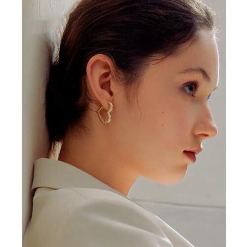 925 Sterling Silver Metal Heart Hoop Earrings For Women Glossy Hip hop French Ear Buckle