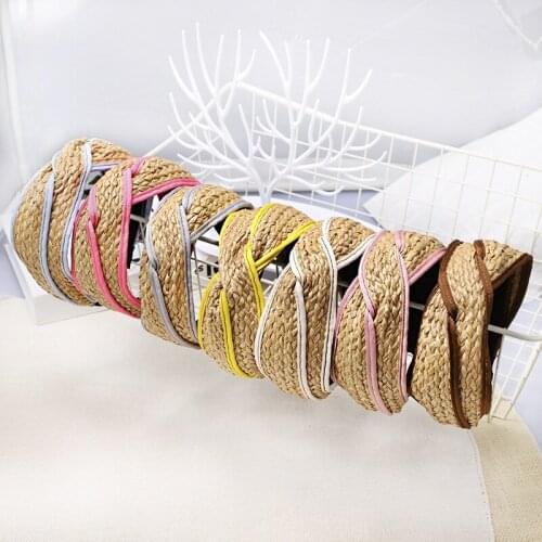 2020 Korea Handmade Hairband Straw Weaving Headband for Women Cross Handmade Hair Hoop Hairband Hair Accessories