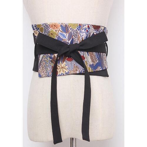 Womens runway fashion flower jacquard fabric Cummerbunds female vintage Dress Corsets Waistband Belts decoration wide belt 2176