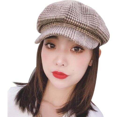 Fashion autumn and winter women beret hat wild octagonal hats age reduction and warmth short brim soft knitted beret hats