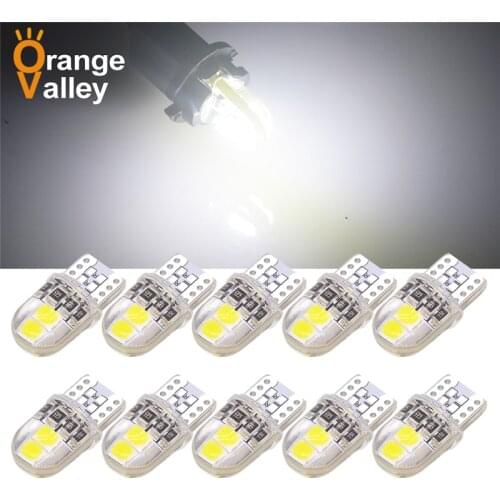 10PCS Car Light LED W5W T10 194 168 W5W 4 SMD 3030 For Parking Bulb Wedge Clearance Lamp Silica gel Car License Light