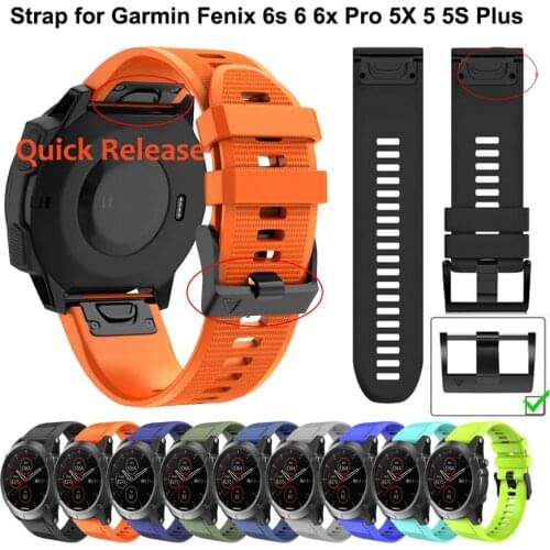 26 22mm Correa Sport Watch Band Straps For Garmin Fenix 6 6S 6X 5X 5 5S 3 3HR Forerunner 935 945 Quick Release Silicone Bracelet