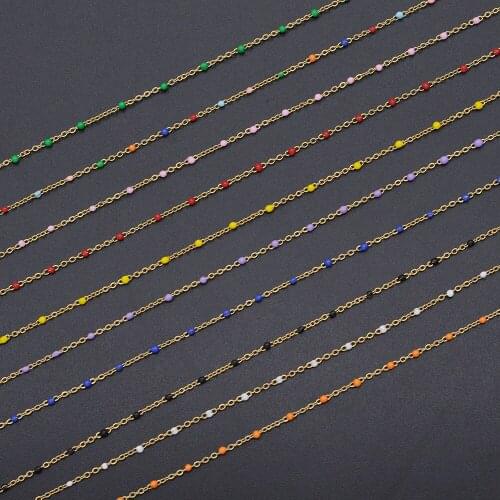 30 Meters/lot 1.2mm Gold Plated Stainless Steel Enamel Ball Bead diy jewelry Making Chains Wholesale