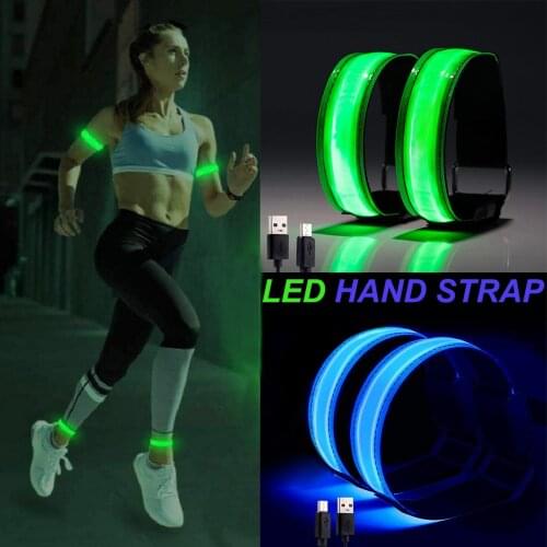 Runners Walkers Night Running Luminous Sports Bracelet Wrist Band Running Light Rechargeable Led Hand Strap 2pc+1pc Usb Line #Y
