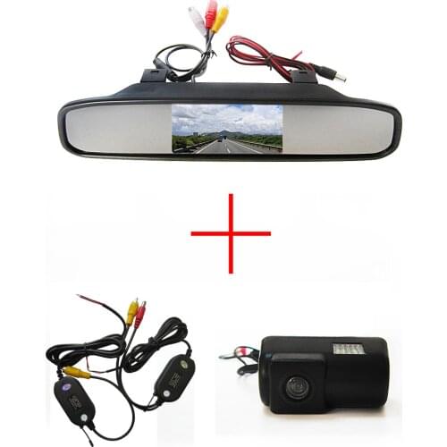 Wireless Color CCD Car Chip Rear View backup parking Camera for Ford Transit connect + 4.3 Inch rearview Mirror Monitor