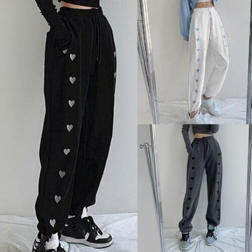 Jogging Pants Fitting Pure Color High Waist Leisure White Sweat Pants for Women