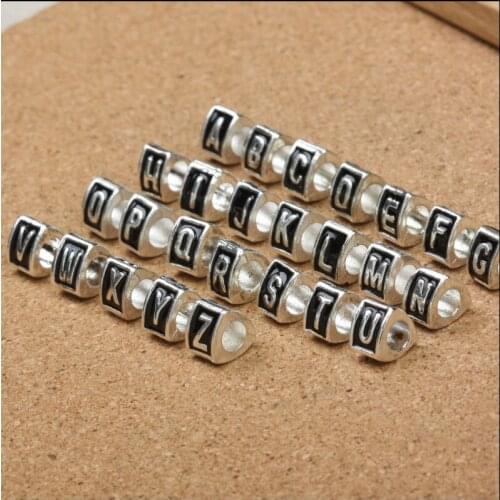 5PCS/Lot Beads Silver Color Initial Letter Charms For DIY Bracelet Necklace Jewelry Making DIY Jewelry Findings