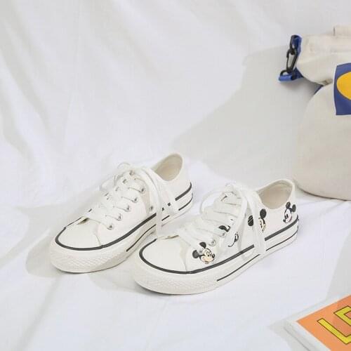 Disney Hot Cartoon Mickey Mouse Boys Canvas Shoes Girls Sneakers Student Sport Running Shoes Non-slip Size 35-40