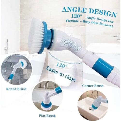 Electric Spin Scrubber Turbo Scrub Cleaning Brush Cordless Chargeable Bathroom Cleaner with Extension Handle Adaptive