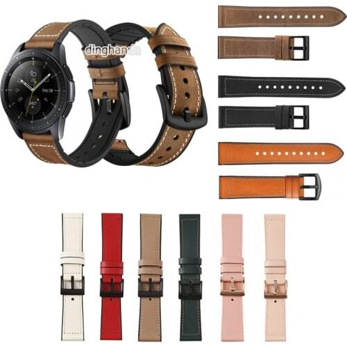 Leather Silicone Watch Band Strap for Samsung Galaxy Watch 42mm 46mm Active 2 Smart Watch Replacement Correa Wrist Bracelet