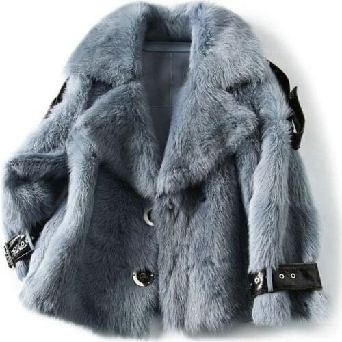 Long-sleeved Faux Fur Fur Collar Jacket Novel Winter New Fashion All-match Fur Jacket Faux Rabbit Fur Coat Luxury Long Fur Coat