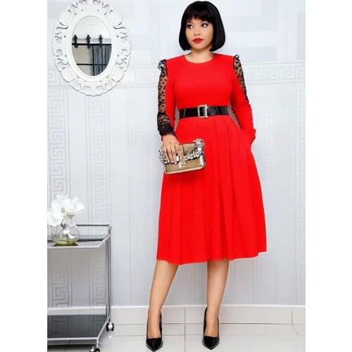 Summer Dress Women 2021 Elegant Polka Dot Mesh Patchwork A Line Pleated Waist Belt Slim Office Long Party Dress Classy Vestidos