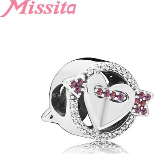 MISSITA New Fashion Cupid Heart Arrow Beads fit Brand Bracelet DIY Jewelry Women Silver Color Jewelry Accessories Hot Sale