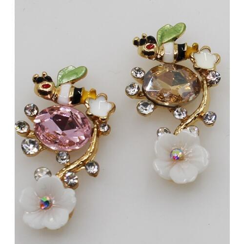 Fashion 5pcs 15*30mm Silver Rhinestone Button Wedding Wine Glass Decoraation Clothing Metal Brooch DIY Crafts Accessories