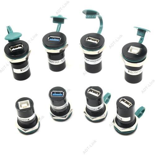22mm mounting diameter USB 2.0 USB 3.0 USB B Type Convertor Socket 22mm USB Panel mount connector with Dust cover