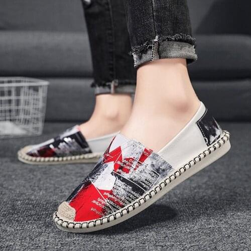 Spring Summer Casual Shoes Men Loafers Fashion Graffiti Fishmen Shoes Men Flat Breathable Mens Espadrilles mocasines de vestir