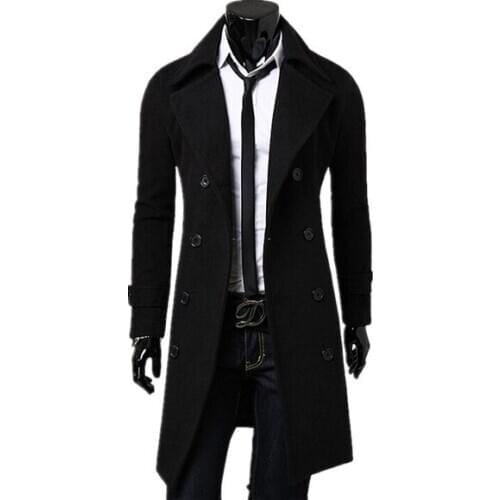 2015 Hot Sale New Fashion trench coat men Long Coat Suit Men Wool Coat Men Overcoat Outerwear