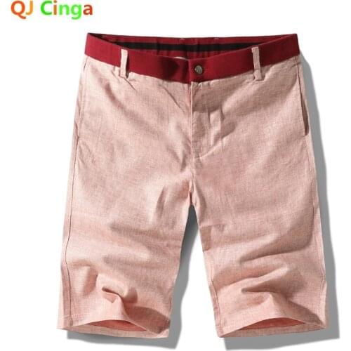 Summer New Cotton Linen Shorts Men Hawaiian Lace-Up Beach Shorts 16 Colors Choose Large Size S-4XL 5XL