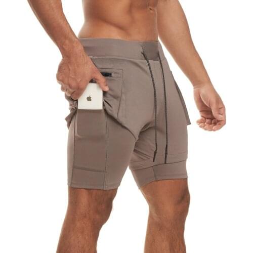 New running shorts summer mens gym fitness bodybuilding training quick-drying shorts mens jogging running sports 2-in-1 shorts