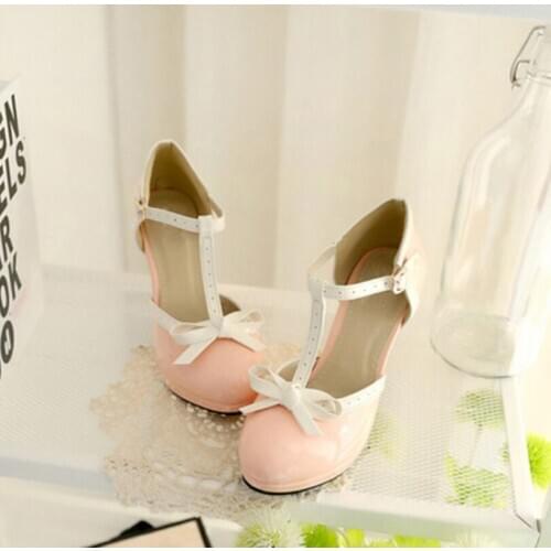 Lolita shoes sweet princess daily japanese high heel vintage lace bowknot elegant kawaii shoes cosplay loli women shoes cos