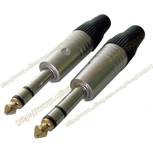 Wholesale 5pcs/lot male 1/4" stereo 6.35mm PLUG FOR Speaker -50008