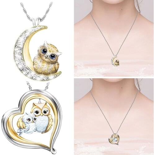 Pendant Necklace Lovely Owl Moon Heart Jewelry Party Gift Clavicle Chains Necklace for Women 2021 New Fashion Collier Femme