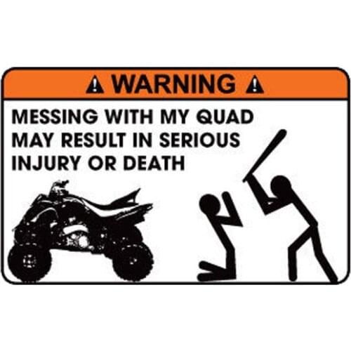 New MISSING WITH MY QUAD MAY RESULT IN SERIOUS INJURY OR DEATH High-quality Car Stickers Vinyl Cover scratches 12*8cm