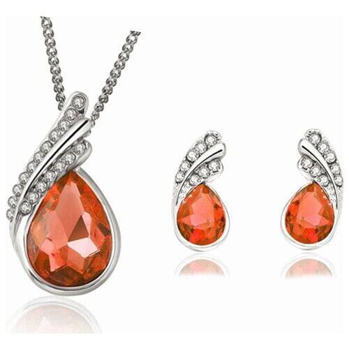 QiLeSen Fine jewelry 925 sterling silver suitable for ladies wedding purple crystal set necklace earrings set yw027