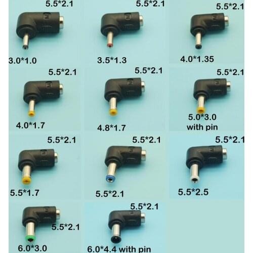 DC Connector 5.5 x 2.1 Female Power Adapter to 3.5×1.3 4.0×1.35 4.0×1.7 5.0x3.0 5.5×2.1 5.5×2.5 6.3×3.0 6.0×4.4MM Male 90 Degree