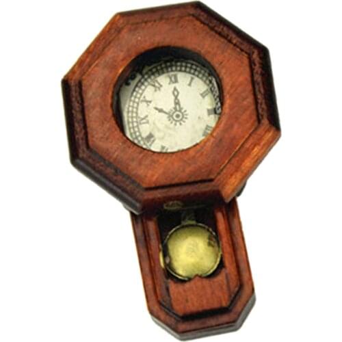 Retro Wooden Wall Clock for 1:12 Doll House Miniature Layout Dollhouse Decor Accessories Wall Ornaments