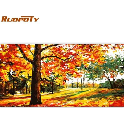 RUOPOTY 60x120cm Frame Red Forest DIY Painting By Numbers Kits Modern Home Wall Art Canvas Painting Acrylic For Living Room Arts