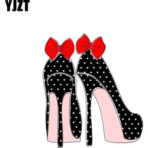YJZT 10.8CM*12.2CM Personality Body High Heels Ribbons Sexy Girl Car Sticker Decal 6-2277