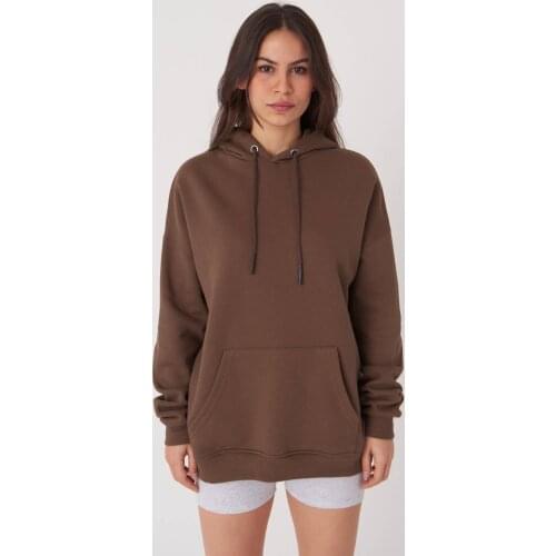 Women Oversize Hooded Sweatshirt Gray color Clothing Winter Pullovers Long Casual Street Fashion Onesize Cotton Dresses