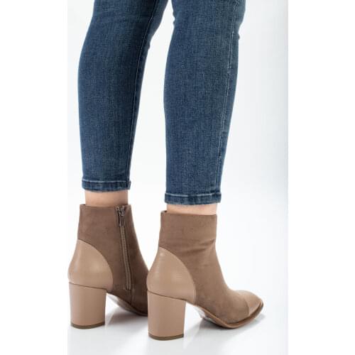 Womens mink zippered suede waterproof winter cotton non-slip sole comfortable 5 cm heel side buckle ankle boots