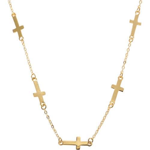 Simple 925 Sterling Silver Women Jesus Sideway Cross Charm Student Clavicle Chain Choker Necklace Christmas Jewelry Gift for Her