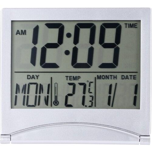 LCD Display Calendar Alarm Clock Desk Digital Thermometer Cover Flexible Desk Table Clock